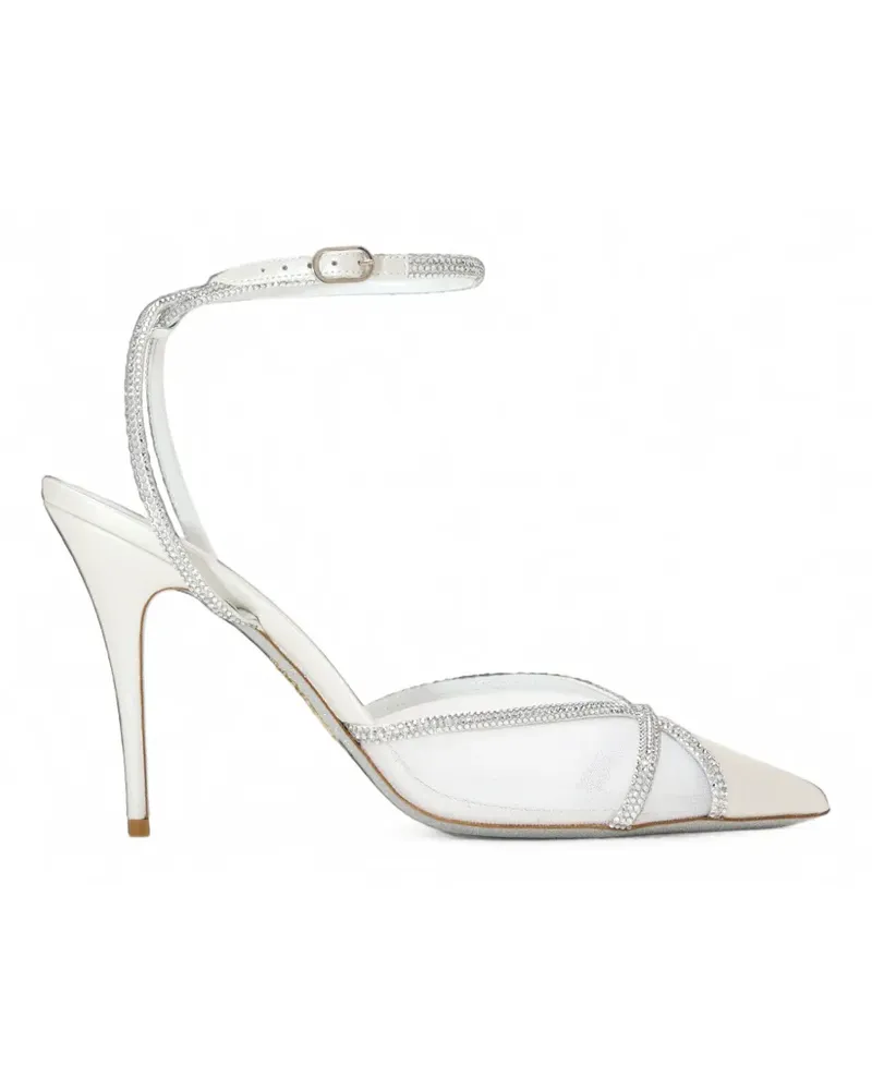 René Caovilla Becky crystal-embellished mesh pumps - Weiß Weiß