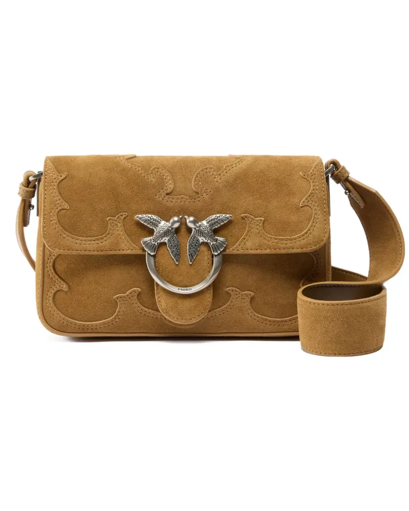 Pinko Schultertasche mit Vogelapplikation - Braun Braun