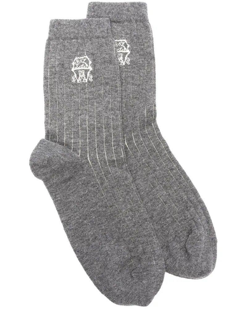 Brunello Cucinelli Intarsien-Socken aus Kaschmir - Grau Grau