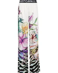 Just Cavalli Gerade Hose mit Blumen-Print Weiß