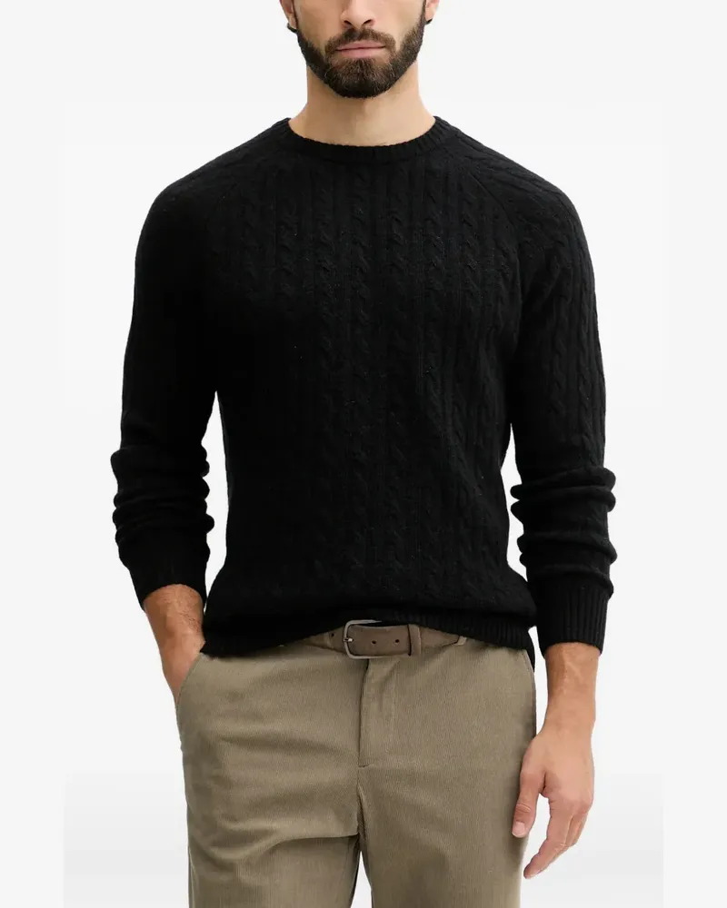 Lindbergh Pullover mit Zopfmuster und Raglanärmeln - Schwarz Schwarz