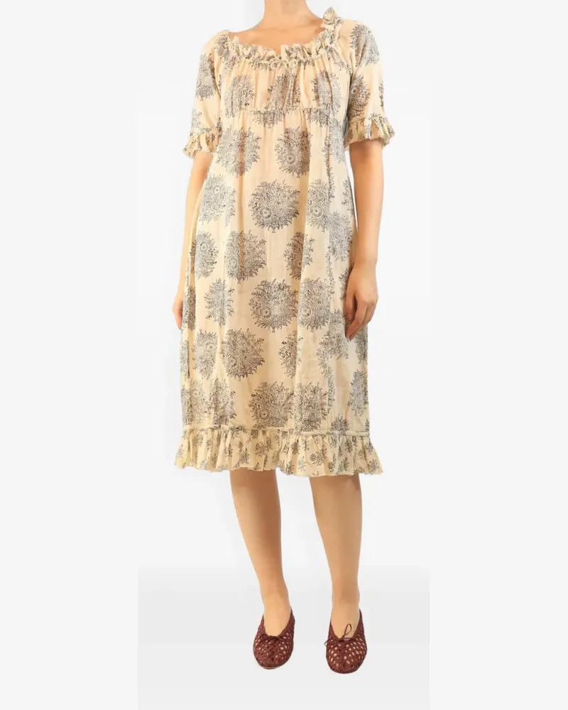 dosa Print-Midikleid mit Rüschenbesatz - Nude Nude