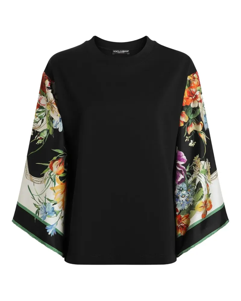 Dolce & Gabbana T-Shirt mit Blumen-Print - Schwarz Schwarz