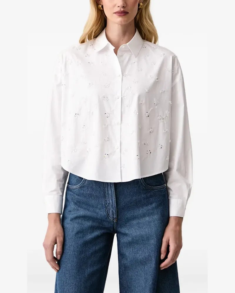 Armani Exchange sequin-embellished cropped shirt - Weiß Weiß