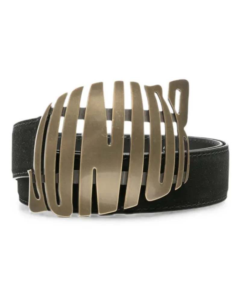 Jean Paul Gaultier logo-buckle suede belt - Schwarz Schwarz