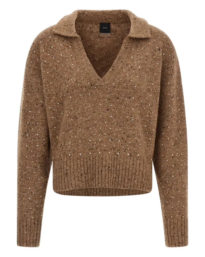 Pinko Nibani Pullover mit Strass - Braun Braun
