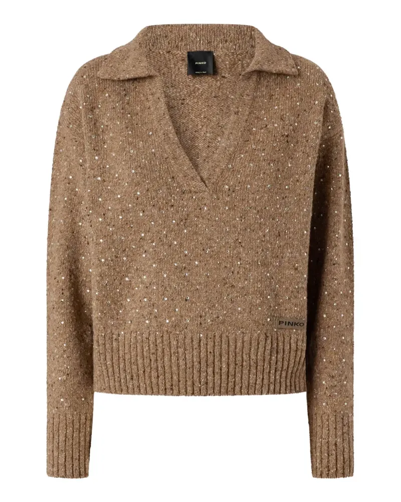 Pinko Nibani Pullover mit Strass - Braun Braun