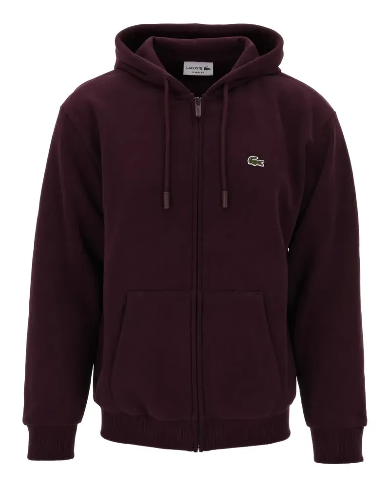 Lacoste logo-patch zip-up hoodie - Rot Rot