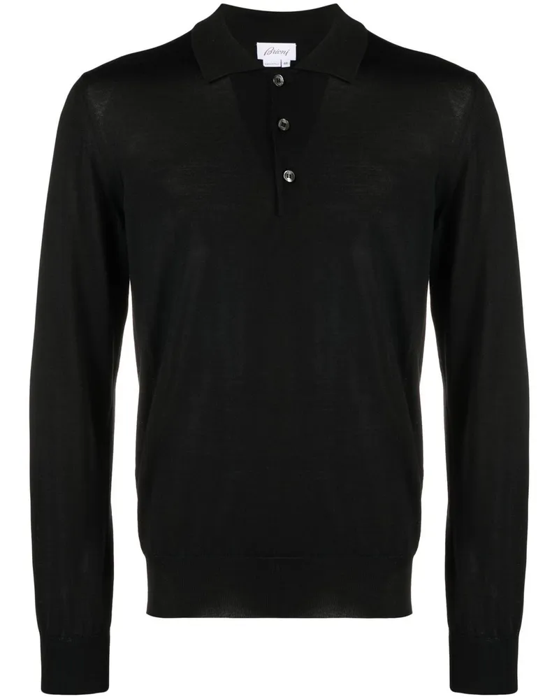 Brioni Langärmeliges Poloshirt - Schwarz Schwarz