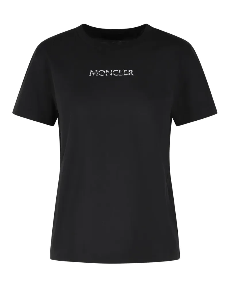Moncler logo-embroidered patch-detail T-shirt - Schwarz Schwarz