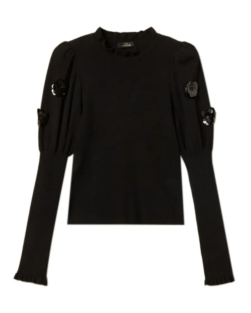 Twin-Set jumper with sequin embroidery - Schwarz Schwarz