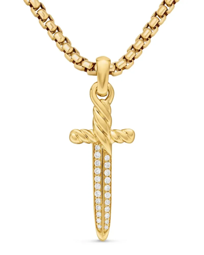 David Yurman 18kt Petrvs Dagger Gelbgoldamulett mit Diamanten (31,5mm Gold