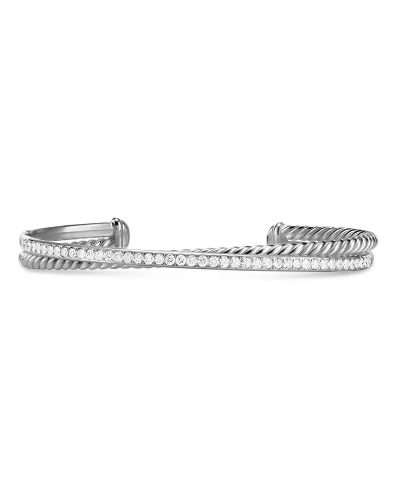 David Yurman Crossover Two Row Sterlingsilber-Armband mit Diamanten (6mm Silber