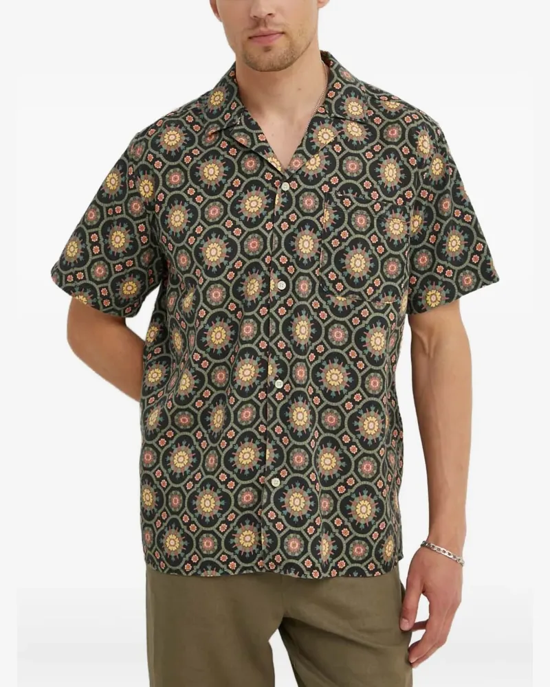 LES DEUX floral pocket shirt - Schwarz Schwarz