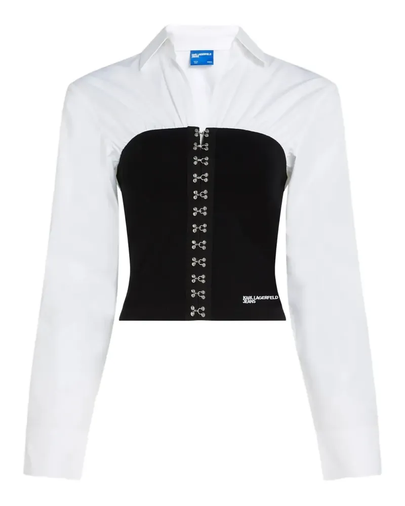 Karl Lagerfeld Popeline-Bluse mit Haken und Ösen - Weiß Weiß