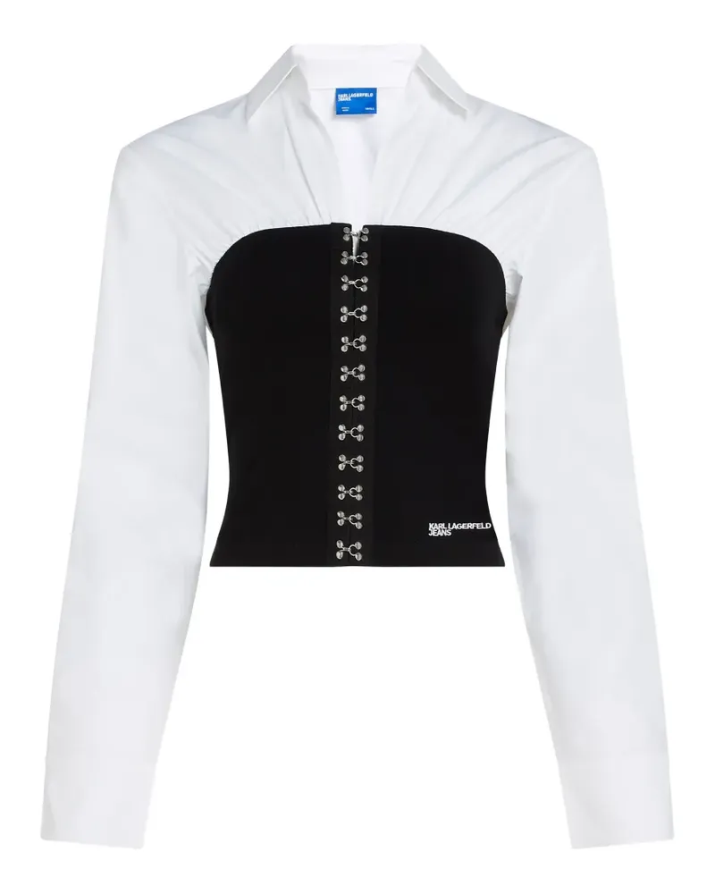 Karl Lagerfeld Popeline-Bluse mit Haken und Ösen - Weiß Weiß