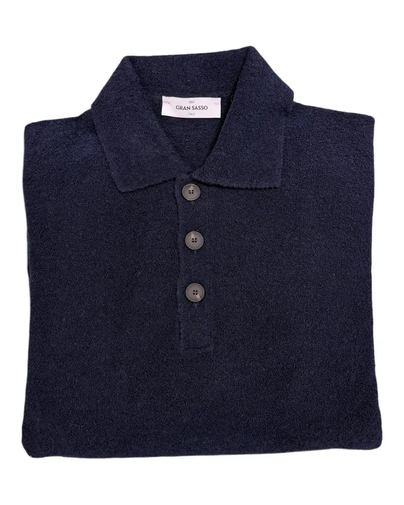Gran Sasso Polo-Pullover aus Bouclé-Strick - Blau Blau