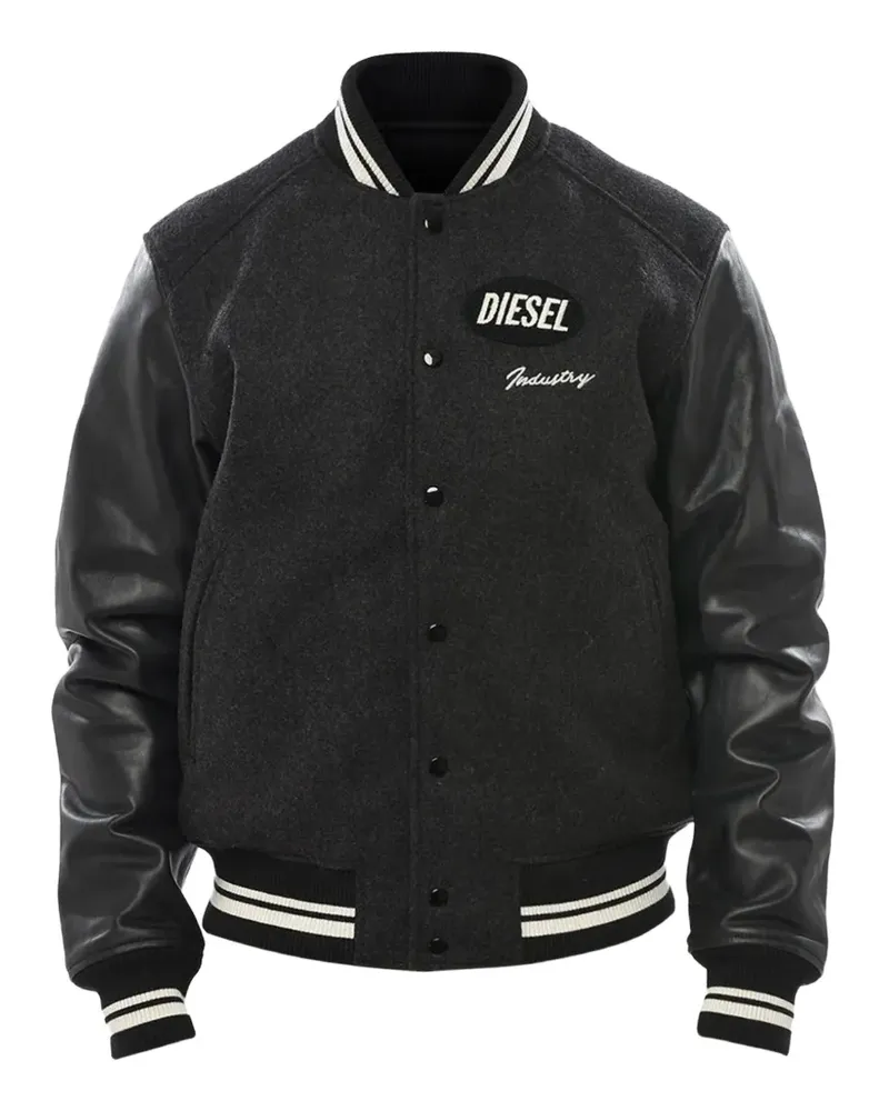 Diesel leather-sleeve bomber jacket - Grau Grau
