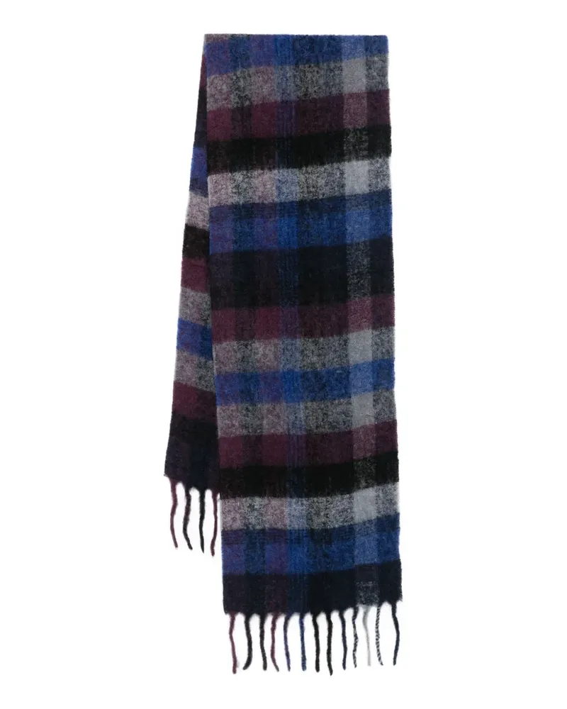 Paul Smith checked fringed scarf - Blau Blau