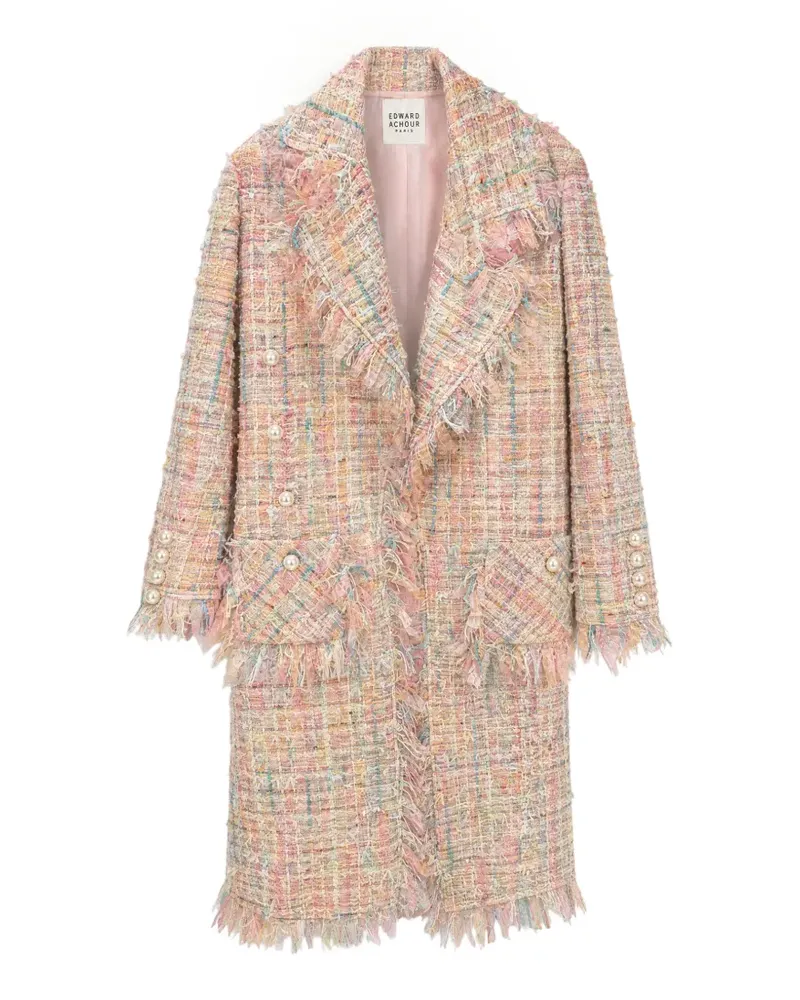 Edward Achour Tweed-Mantel mit Fransen - Rosa Rosa
