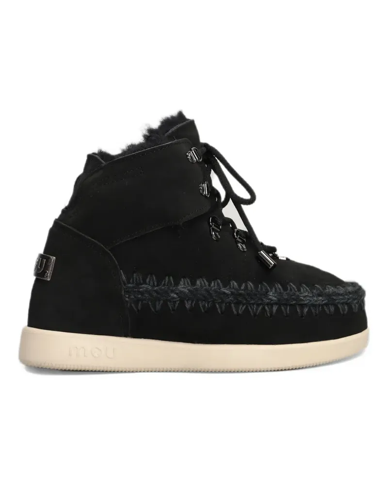Mou lace-up crochet-trim ankle boots - Schwarz Schwarz