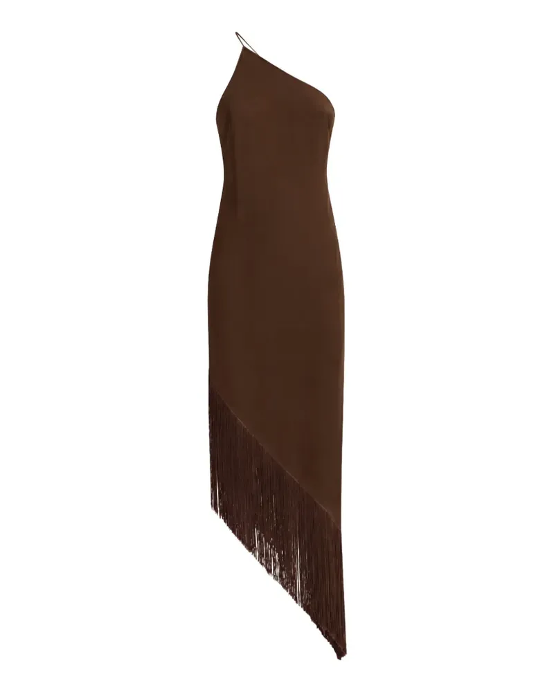 Taller Marmo Antelope fringe-trimmed asymmetric dress - Braun Braun