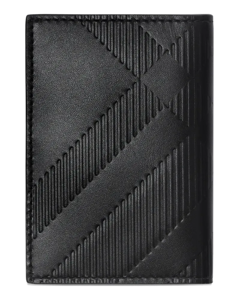 Burberry embossed-Check folding card case - Schwarz Schwarz