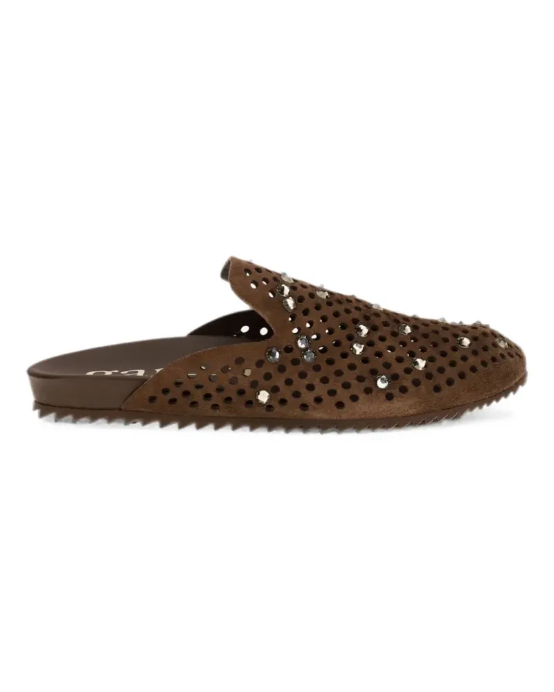 Pedro Garcia Perforierte Braidy Sandalen mit Kristallen - Braun Braun