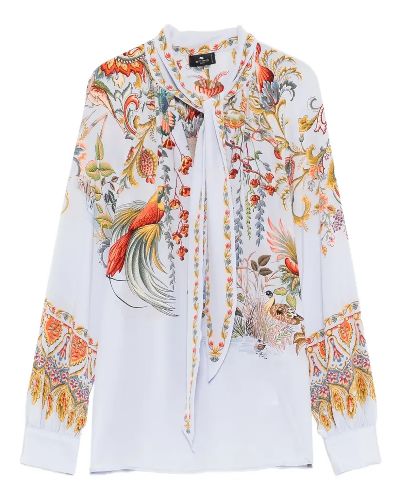 Etro Bluse mit Vogel-Print - Blau Blau