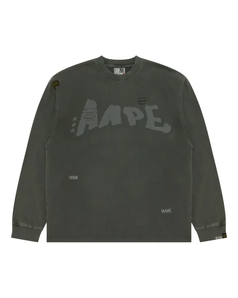 BAPE Langarmshirt mit Affen-Logo - Grün Grün