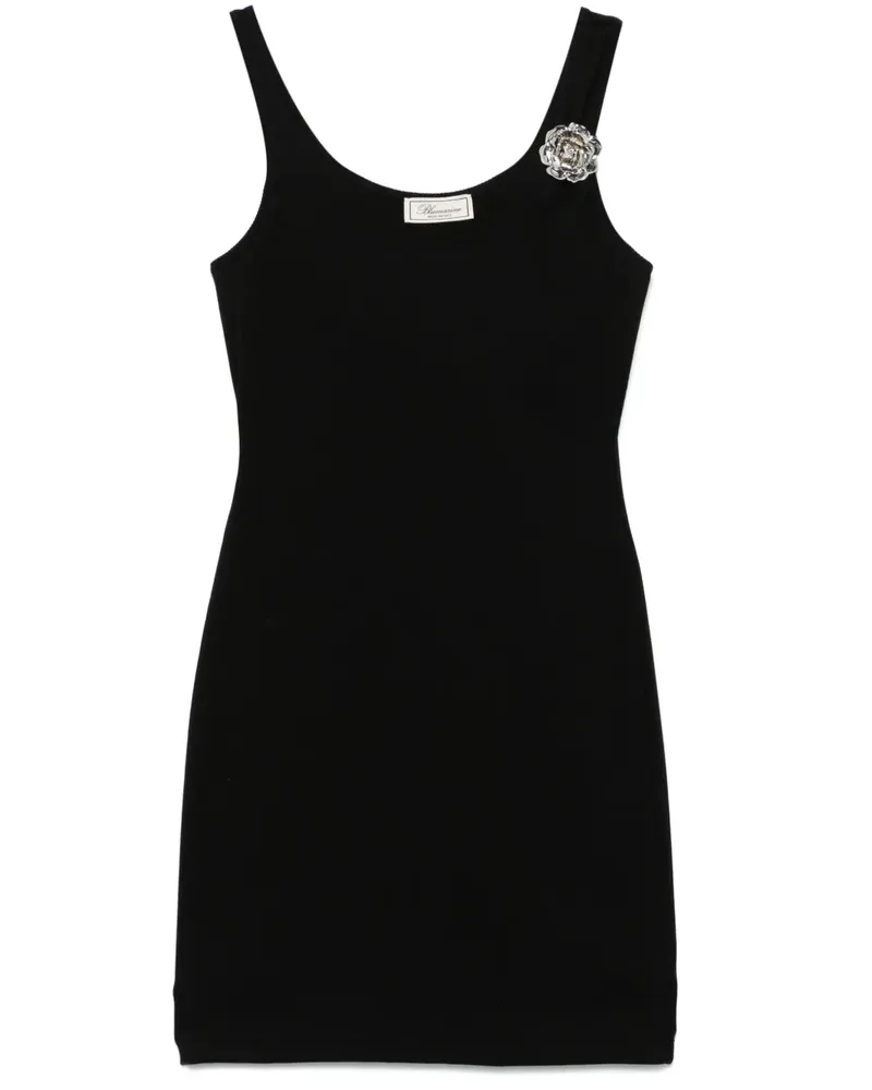 Blumarine Minikleid mit Blumenbrosche - Schwarz Schwarz