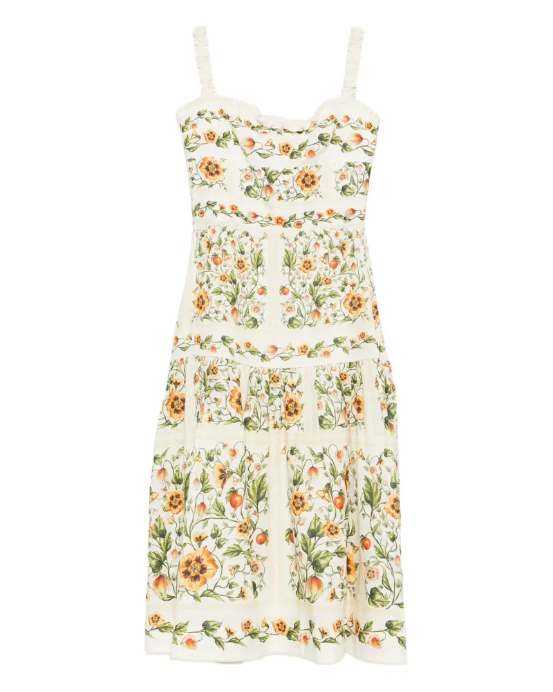 AGUA BENDITA Geblümtes Nispero Uchuva Midikleid mit Riemen - Nude Nude