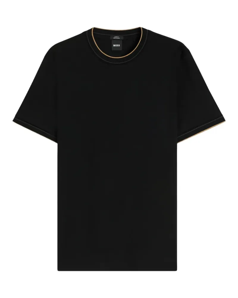 HUGO BOSS Schmales T-Shirt mit Kontrastdetails - Schwarz Schwarz