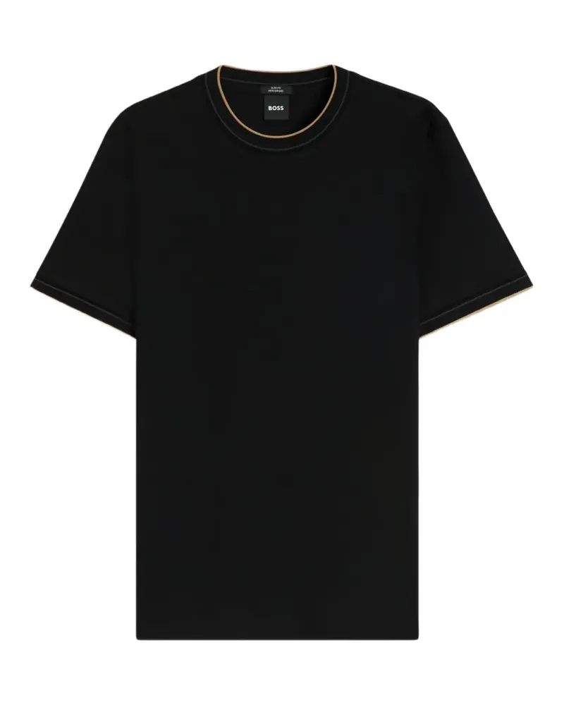 HUGO BOSS Schmales T-Shirt mit Kontrastdetails - Schwarz Schwarz