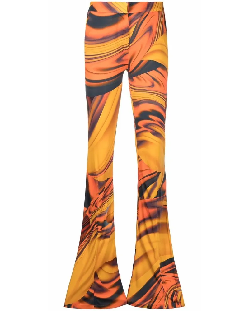 ATTICO Ausgestellte Hose mit abstraktem Print Orange