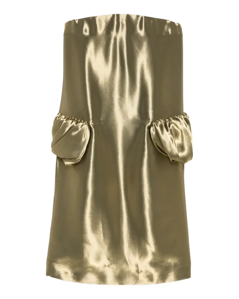 Ferragamo strapless draped-detail midi dress - Gold Gold