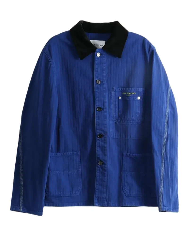 Givenchy logo-print corduroy-collar jacket - Blau Blau