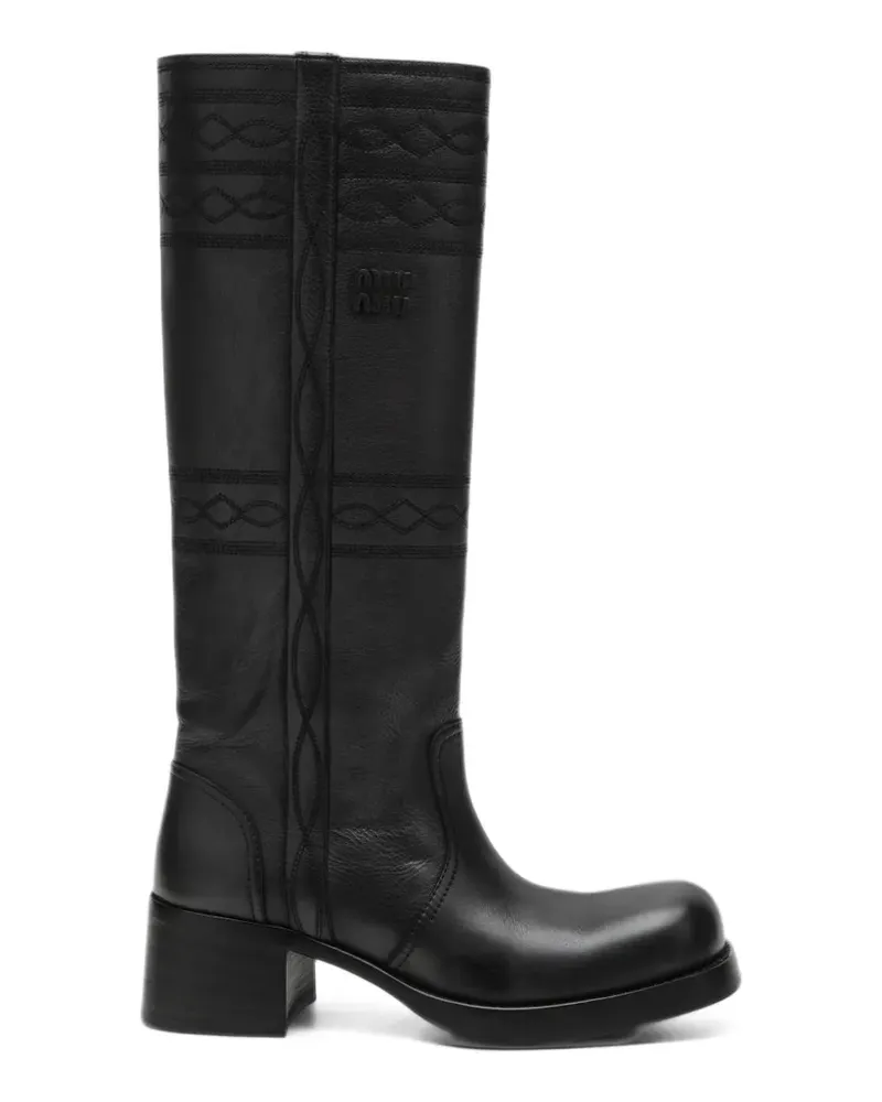Miu Miu Bestickte Stiefel - Grau Grau