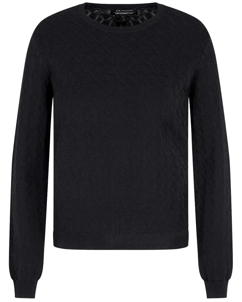Armani Exchange Stricktop mit Monogramm - Schwarz Schwarz
