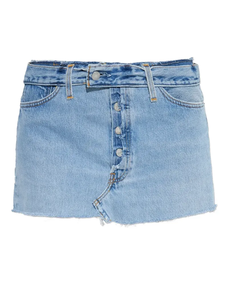 RE/DONE button-fastening frayed denim skirt - Blau Blau