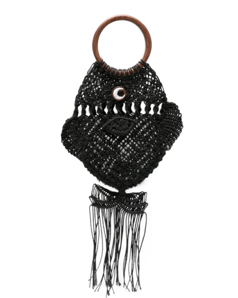 Anya Hindmarch macramé fish clutch bag - Schwarz Schwarz