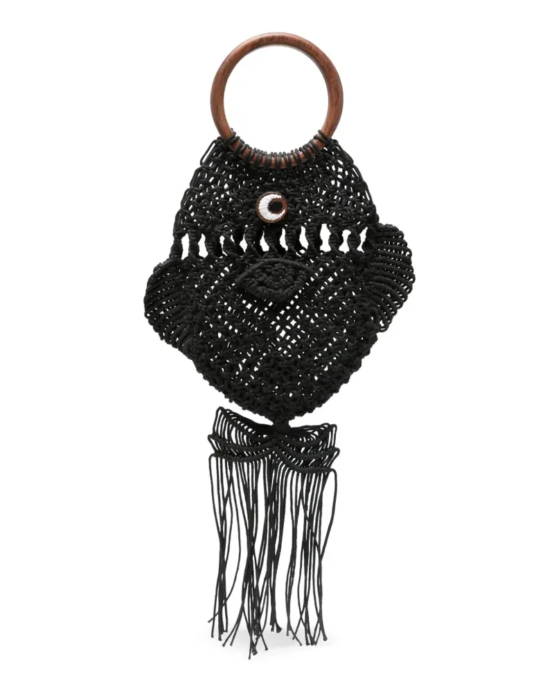 Anya Hindmarch Clutch aus Makramee - Schwarz Schwarz