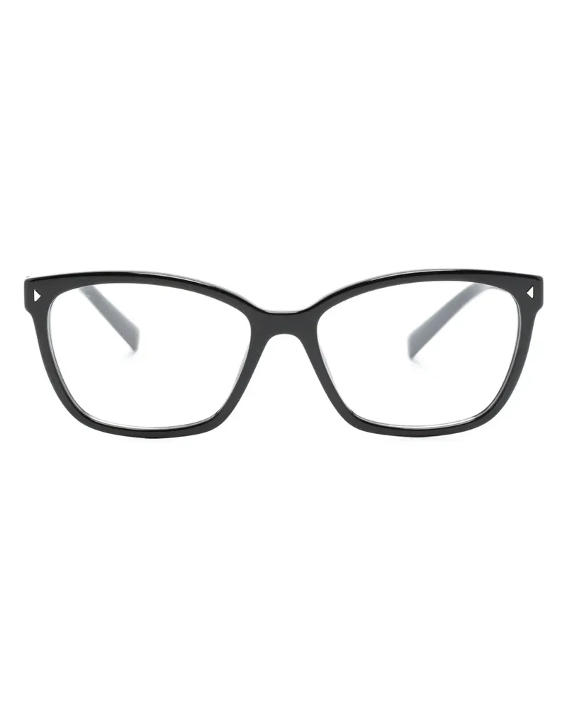 Prada Eckige Brille mit Logo - Schwarz Schwarz