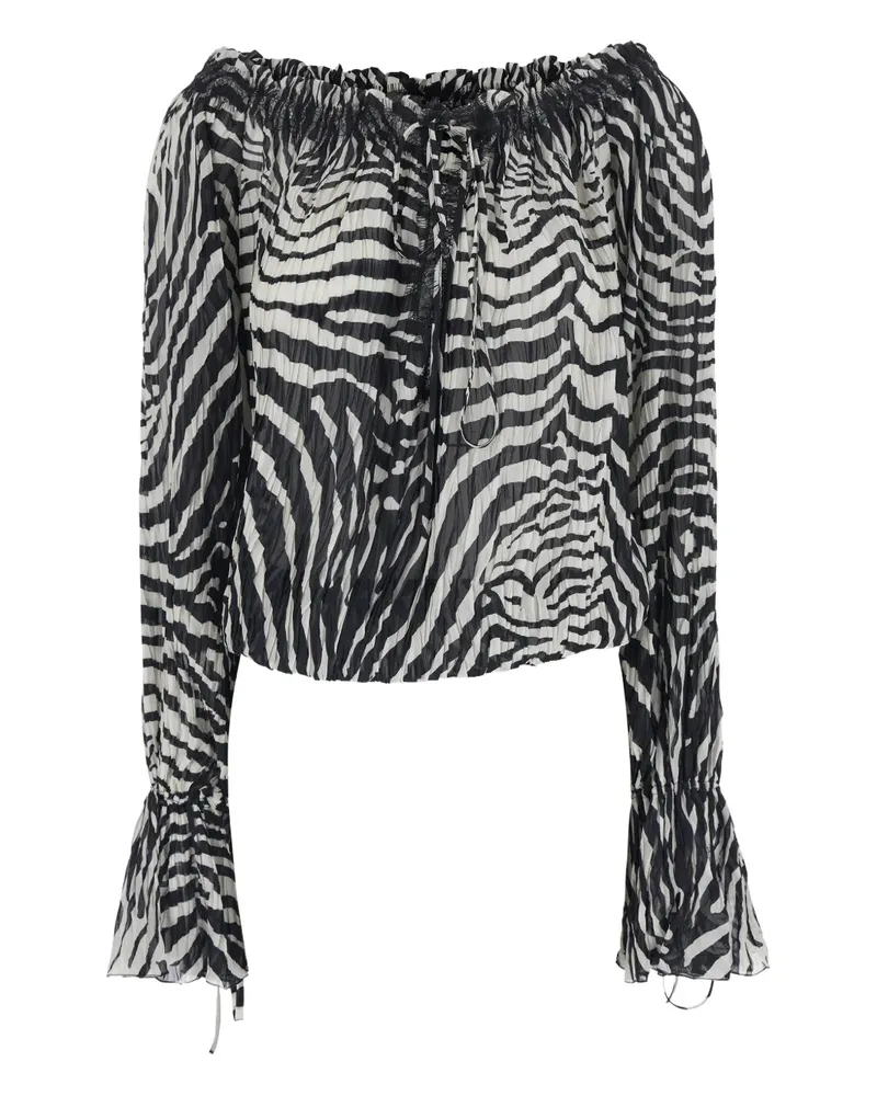 Blumarine Spitzenbluse mit Zebra-Print - Weiß Weiß