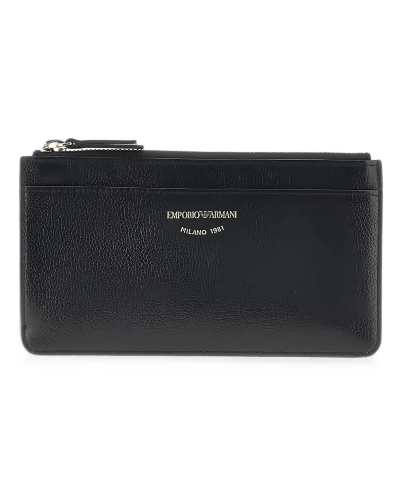 Emporio Armani logo-print pebbled wallet - Schwarz Schwarz