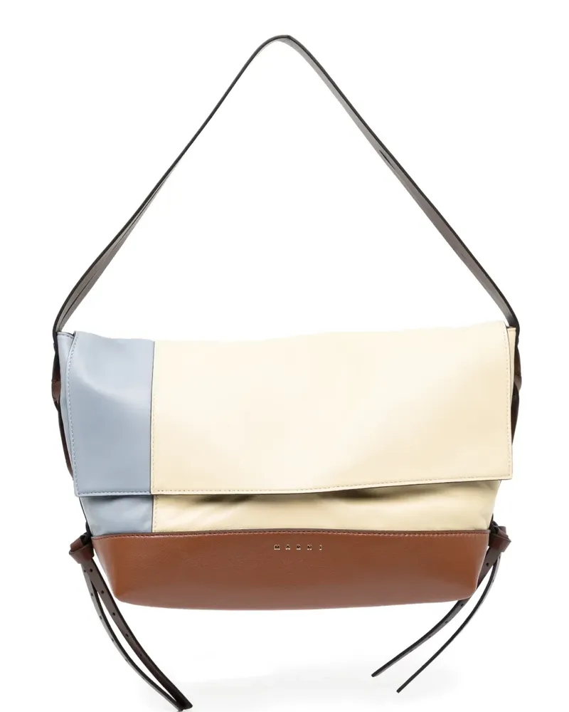 Marni colour-block leather shoulder bag - Nude Nude