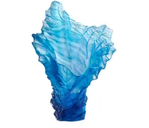 Mer de Corail Vase aus Kristall 23,5cm - Blau