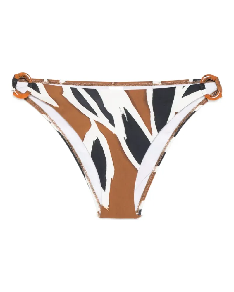 Maryan Mehlhorn ring-detail print bikini bottoms - Nude Nude