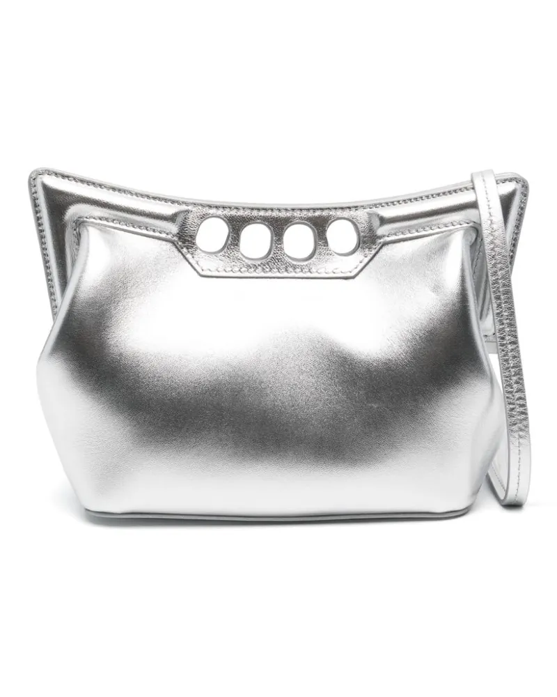 Alexander McQueen Mini The Peak Clutch Silber