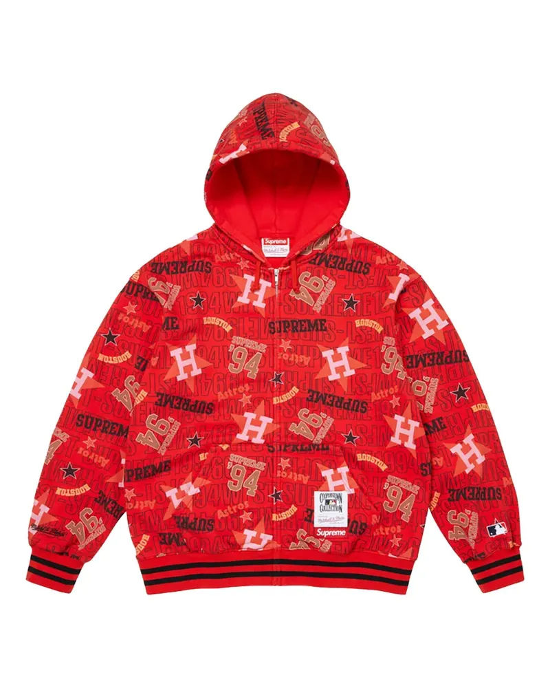 Supreme Being x Mitchell & Ness logo-print hoodie - Rot Rot
